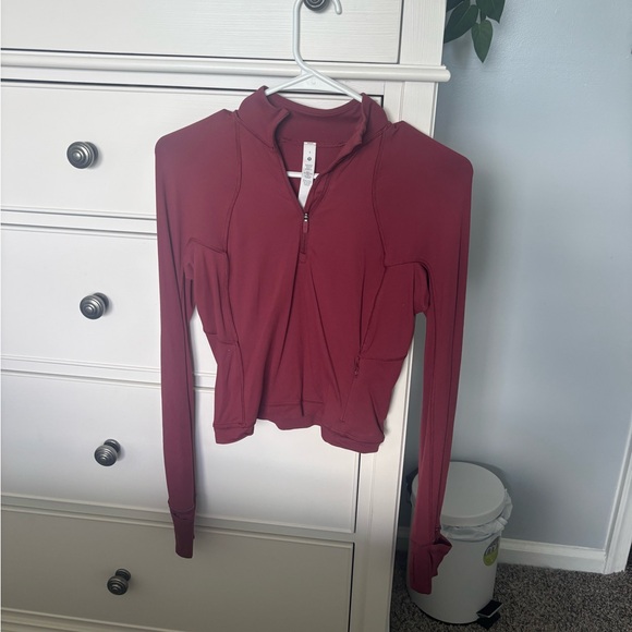Lululemon Athletica Maroon Zip-Up Shirt - Picture 1 of 3